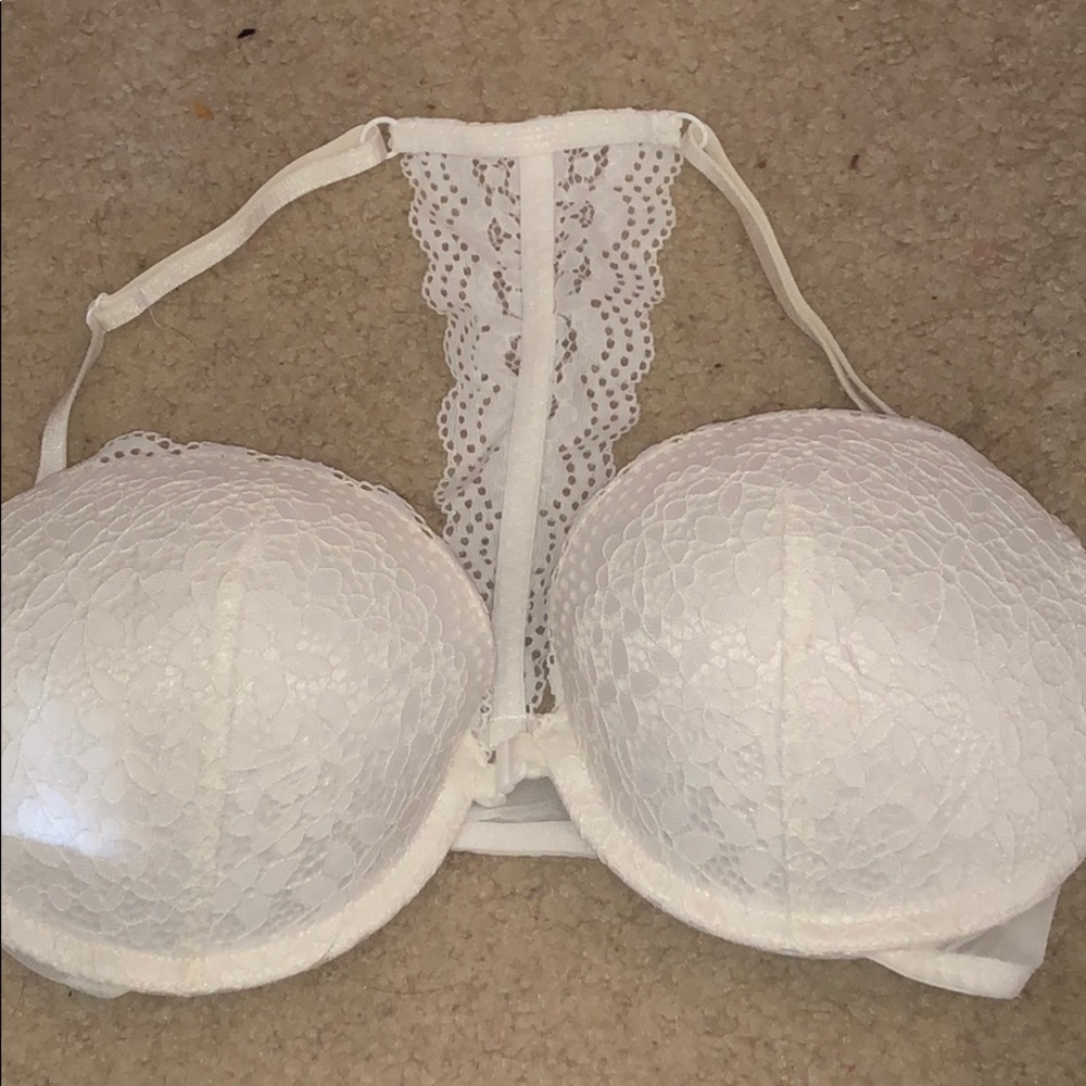 White front clip push up bra